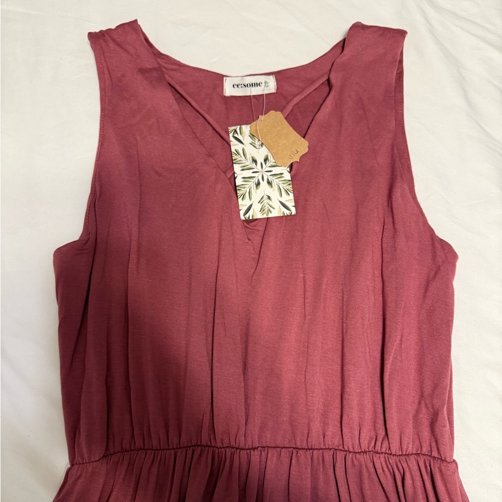 Mauve long dress sleeveless criss cross top